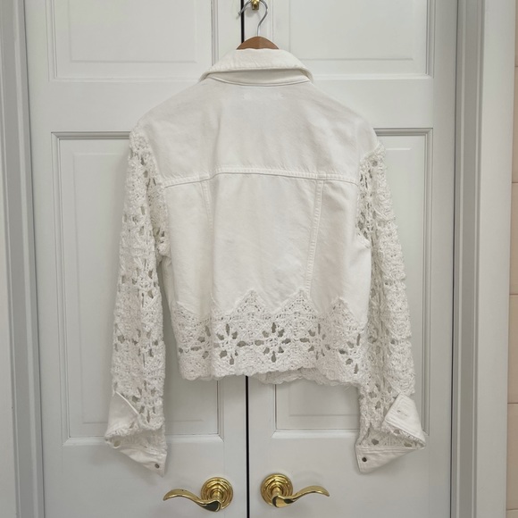 Jonathan Simkhai White Macrame Crochet Button Down Jacket - Picture 11 of 16